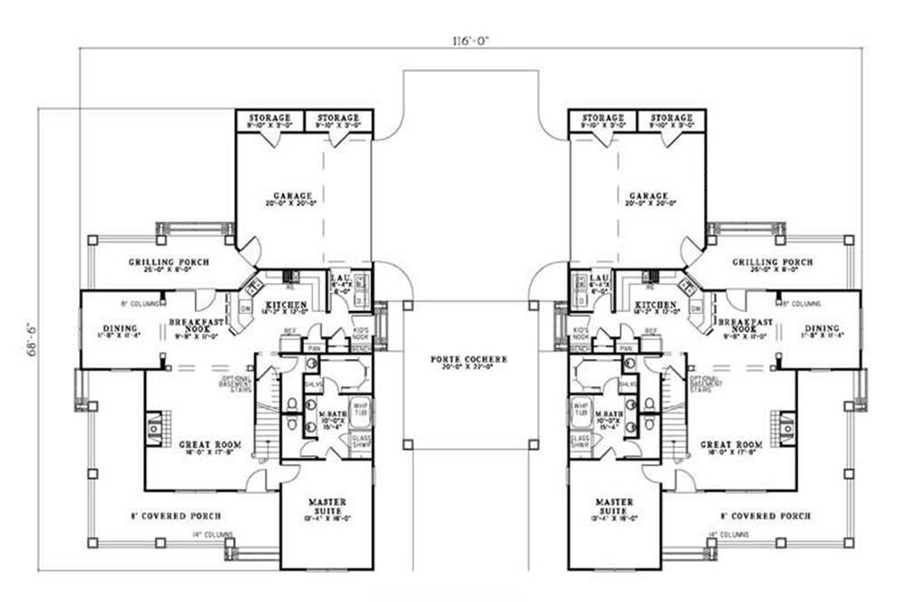 Floor Plan First Story of Colonial Plan #153-1743